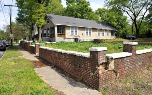 Villa Heights: Crumbling wall, vacant lot where a house once sat, near Allen and Grace streets. 