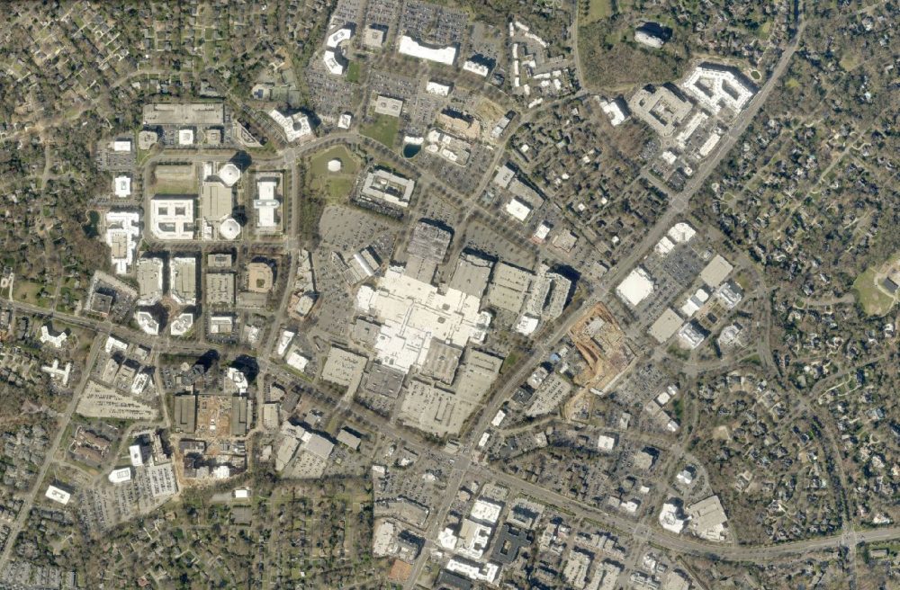 SouthPark mall and its surroundings today. Photo: Mecklenburg County GIS.