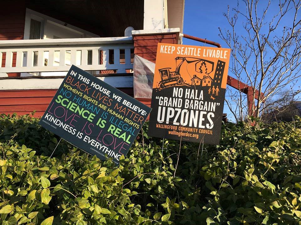 A common sight in Wallingford during Seattle's HALA debate over upzones: households that espouse both arch-liberal views and housing obstructionism. Photo by Rick Mohler, used with permission.
