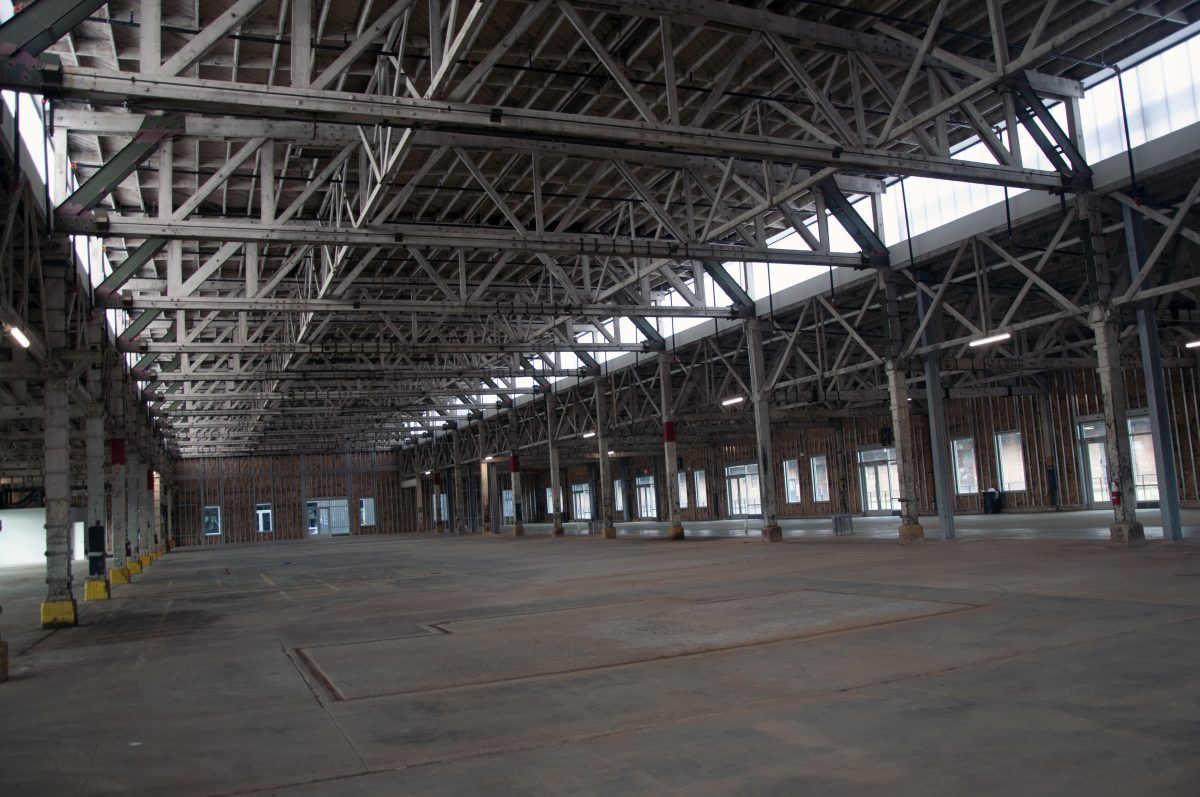 The renovated interior at Camp North End's Gama Goat building. Photo: Ely Portillo