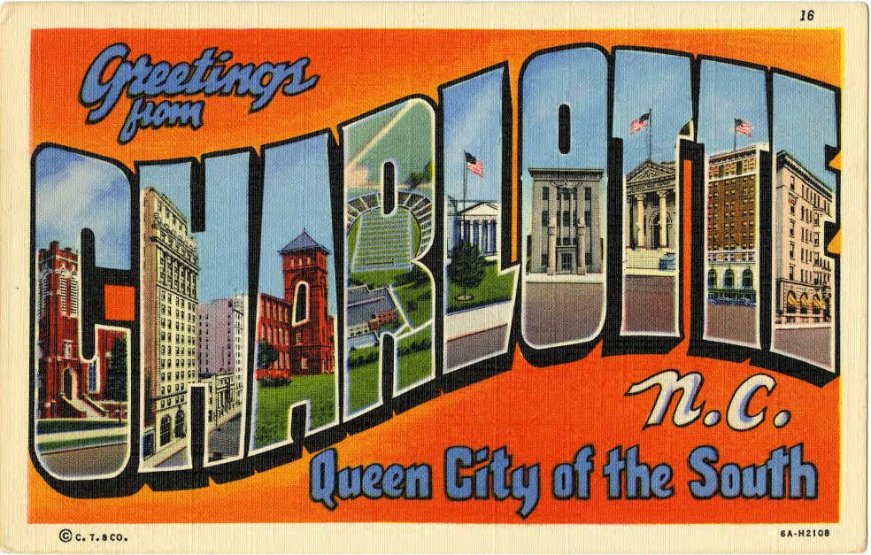 A vintage Charlotte postcard. Photo: Atkins Library, special collections.