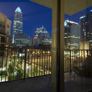 The Vue. View of uptown at night from the living room and deck.