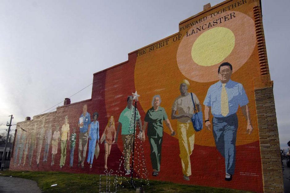 Bicentennial-era mural in downtown Lancaster, S.C. 