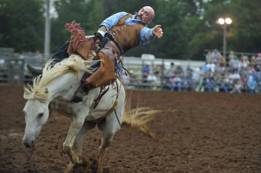 The Polkville Rodeo, sponsored by Polkville Baptist Church, in Cleveland County.