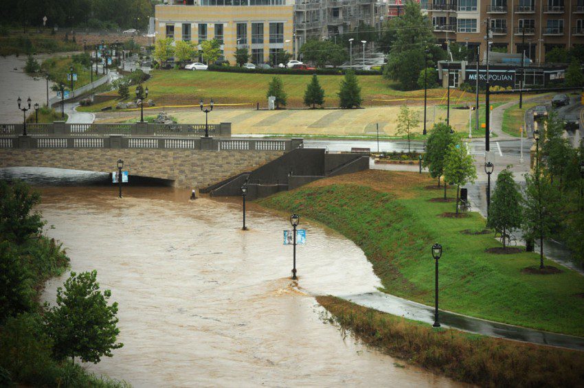 Rains flooded Charlotte's Little Sugar Creek on Aug. 5, including parts of the new greenway.