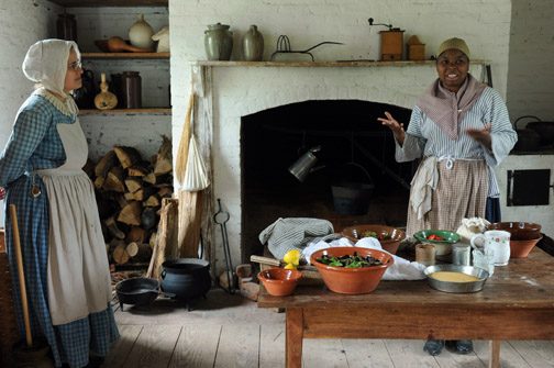 Historic Brattonsville, part of Culture and Heritage Museum of York County . Living history exhibit: Cooking.