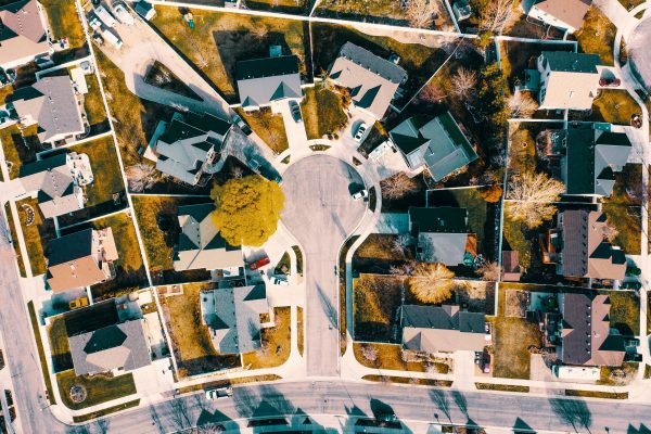 Aerial image of a residential neightborhood