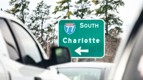 Road sign to I-77S to Charlotte