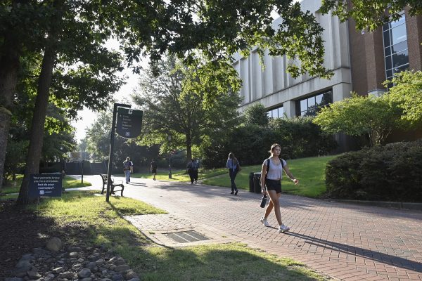 Photo of students walking on campus at Charlotte. Photo: UNC Charlotte